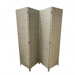 Biombo De Ratan Gris Plegable