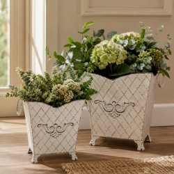 Set De 2 Macetas Blancas Vintage