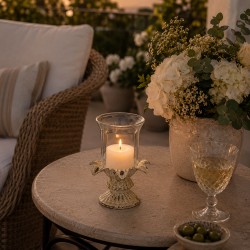 Candelabro Palmera Blanco Vintage