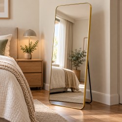 Espejo Pedestal Rectangular Dorado