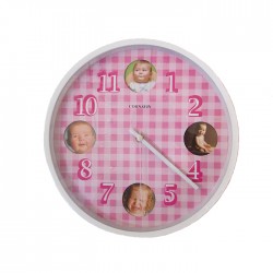 Reloj rosa infantil con porta fotos